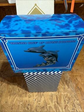 Bronzed Blue 13" Diving Dolphins Figurine - Blue